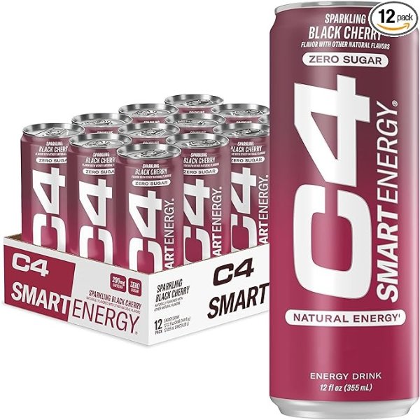 C4 Smart 黑樱桃口味无糖能量饮料12oz 12罐