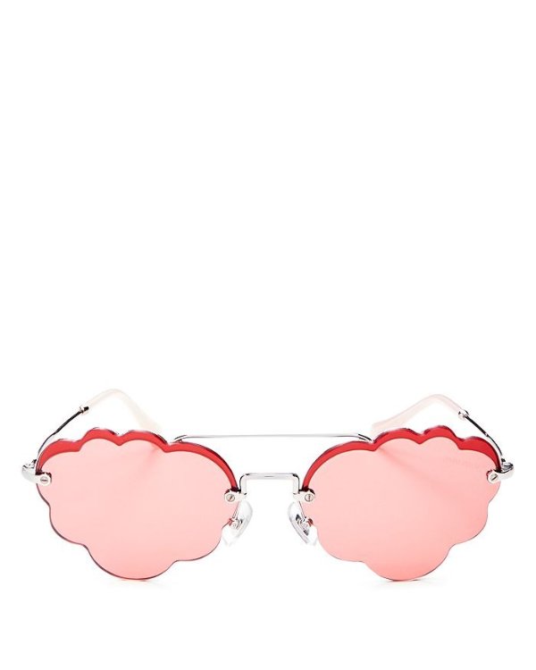 Women's Brow Bar Scalloped Round Sunglasses, 55mm