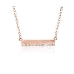 Mini Matte Diamond Bar Necklace in 14k Yellow Gold and 14K Rose Gold