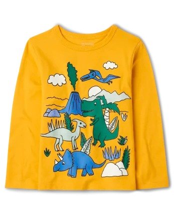 Baby And Toddler Boys Long Sleeve Dino Graphic Tee | The Children's Place - GOLDEN EGG