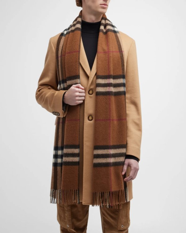 Men's Giant Check Cashmere Scarf