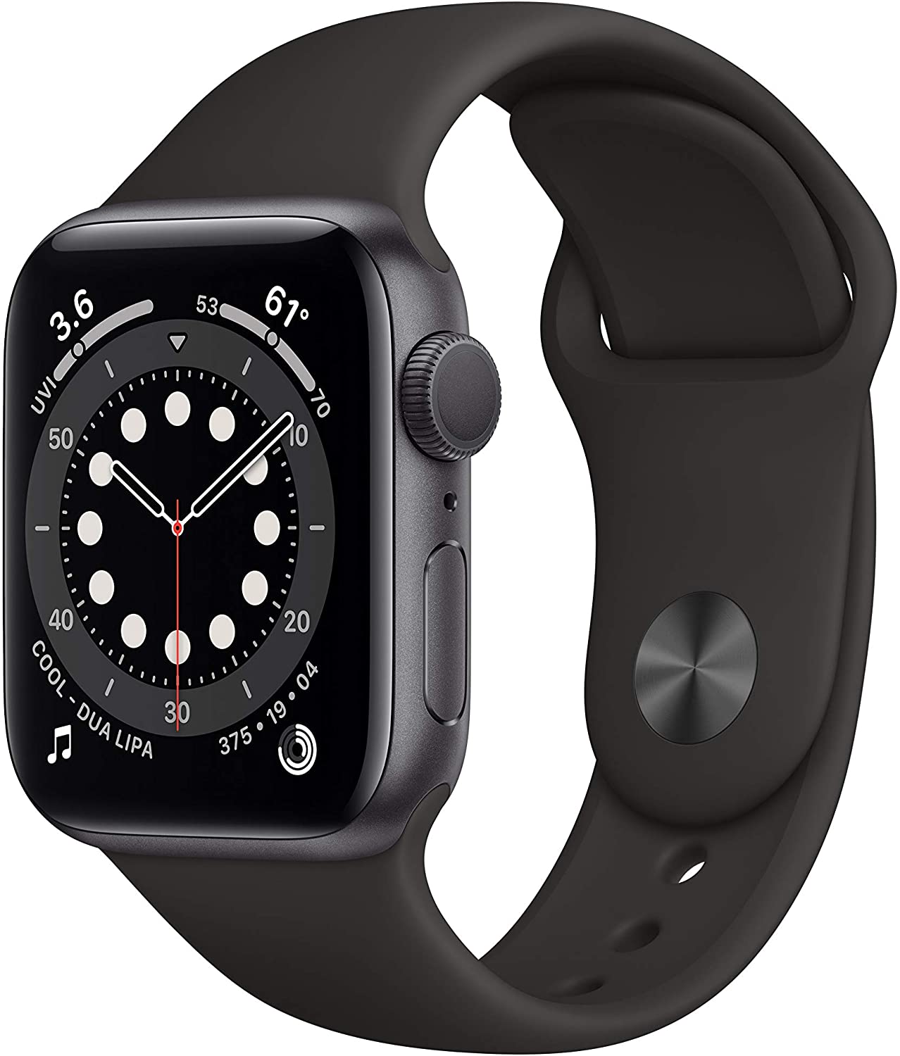 New Apple Watch Series 6 (GPS, 40mm) - Space Gray Aluminum Case with Black Sport Band 苹果手表6代 40mm 黑色