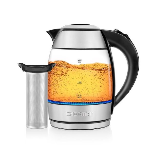 Electric Tea Infuser Glass Kettle, 1.8 Liter, Stainless Steel