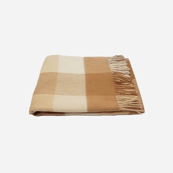 Cashmere Plaid Throw with Fringes