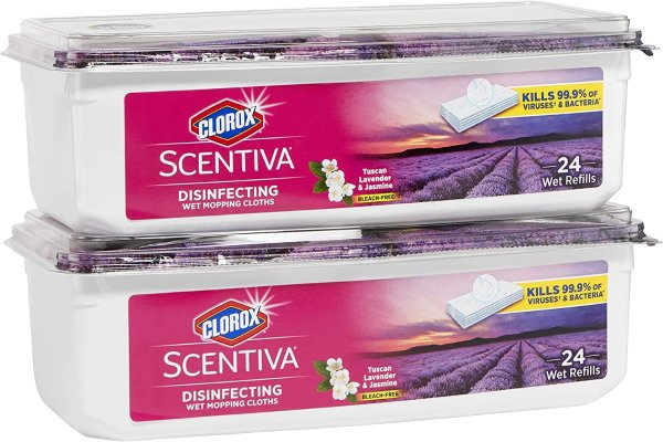 Scentiva Disinfecting Wet Mop Pad, Tuscan Lavender&Jasmine, 24 Ct, 2 Pack (Package May Vary)