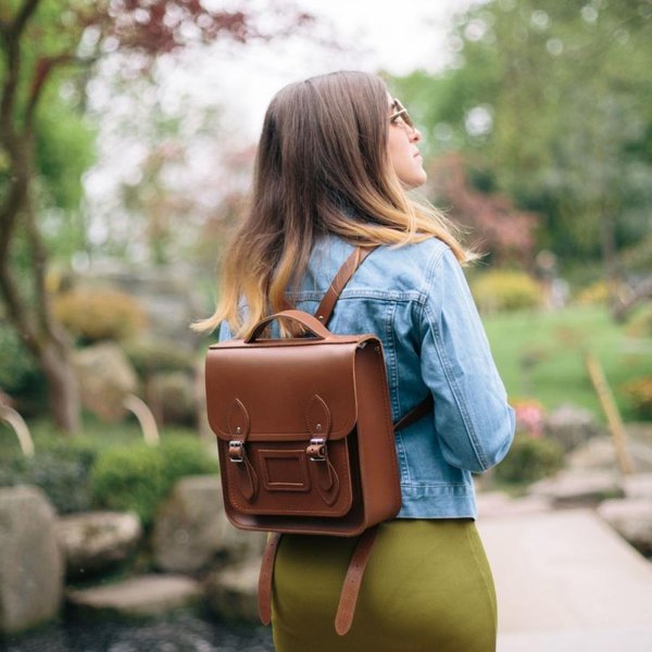Small Portrait Backpack in Leather - Vintage