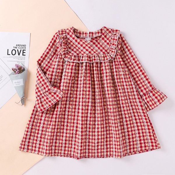 Baby / Toddler Ruffled Plaid Long-sleeve Dress