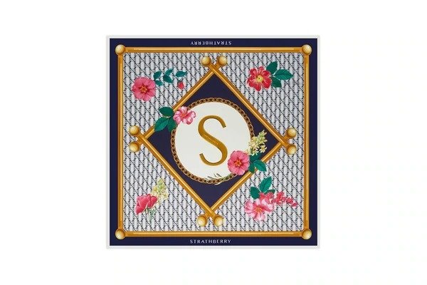 Silk Square Scarf - S Print Navy