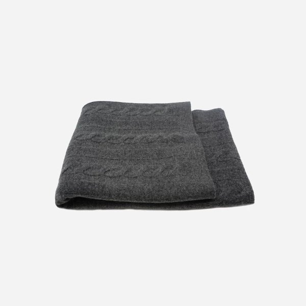 Cable Knit Wool Cashmere Throw Blanket