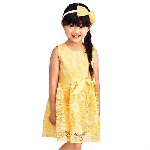 Toddler Girls Sleeveless Floral Lace Woven Dress