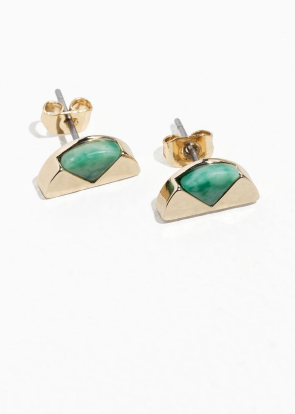 Fan Stone Studs - Green - Studs - & Other Stories