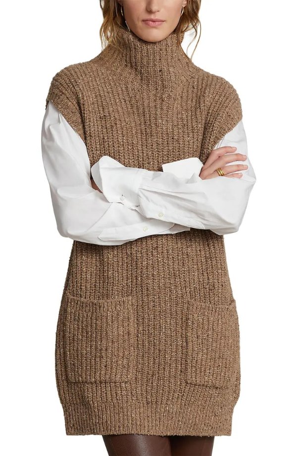 Sleeveless Wool Blend Tunic Sweater