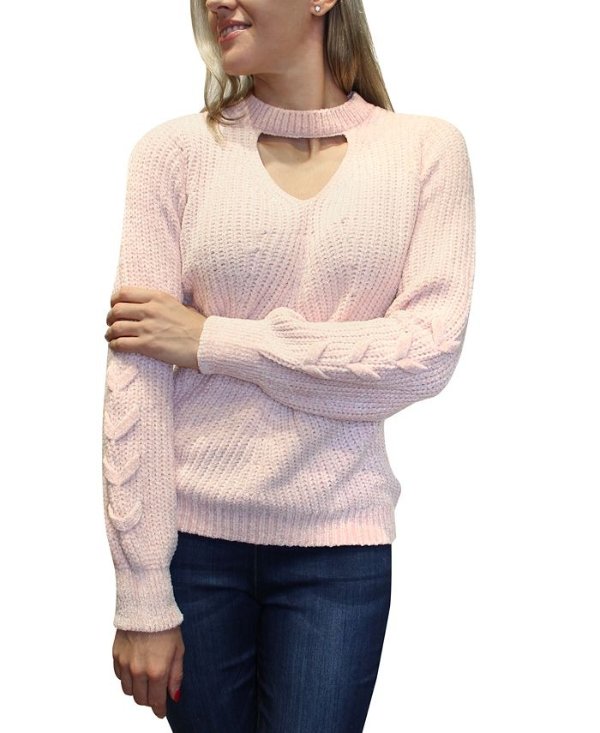 Juniors' Cutout Chenille Sweater