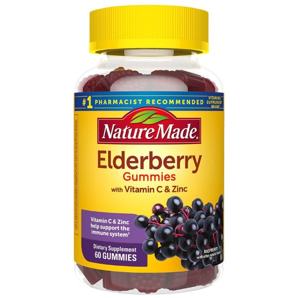 Elderberry Gummies with Zinc and Vitamin C Raspberry