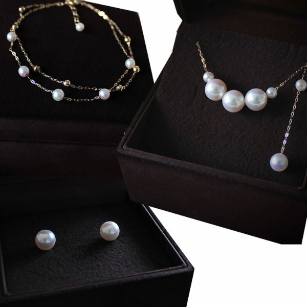 Pearl pearl oyster pearl necklace akoya K18 baby pearl through necklace pearl necklace Ako and pearl oyster Ako and pearl pearl necklace Shin pull fashion