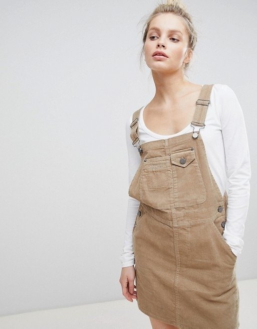 cord overall dress in stone at asos.com