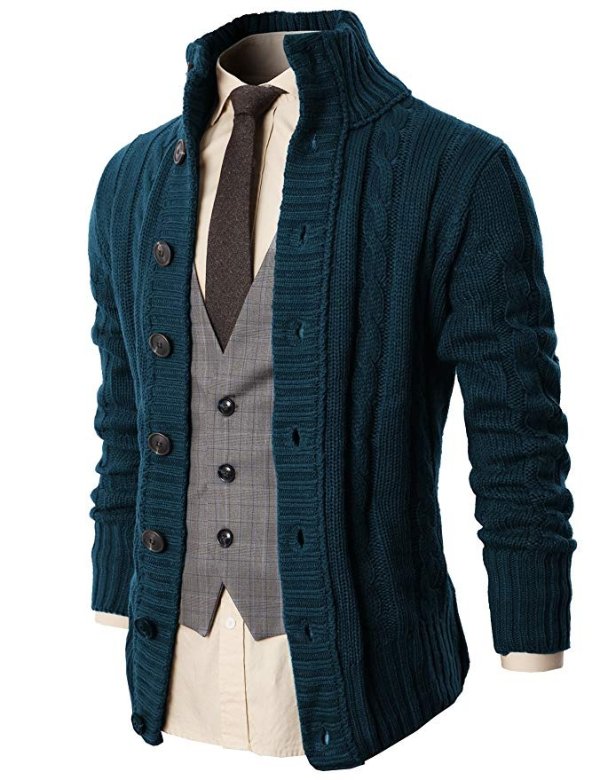 Mens Casual Slim Fit Cardigan Sweater Knitted Thermal Button Down Closure