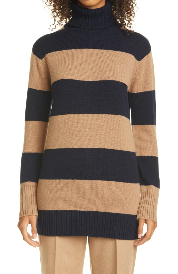 Nastro Stripe Wool & Cashmere Turtleneck Sweater