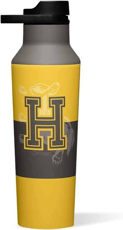 Harry Potter Hufflepuff Insulated Canteen Travel Water Bottle, Triple Insulated Stainless Steel, Keeps Beverages Cold for 25 Hours or Warm for 12 Hours, 20oz