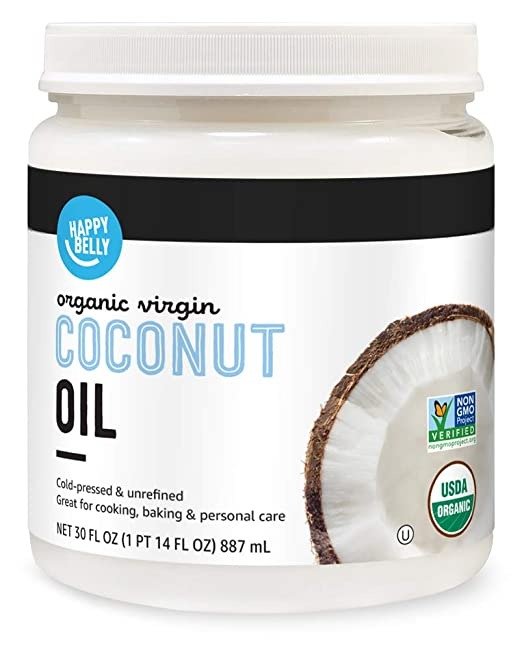 Amazon Brand - Happy Belly Organic Virgin Coconut Oil, 30 Fl Oz