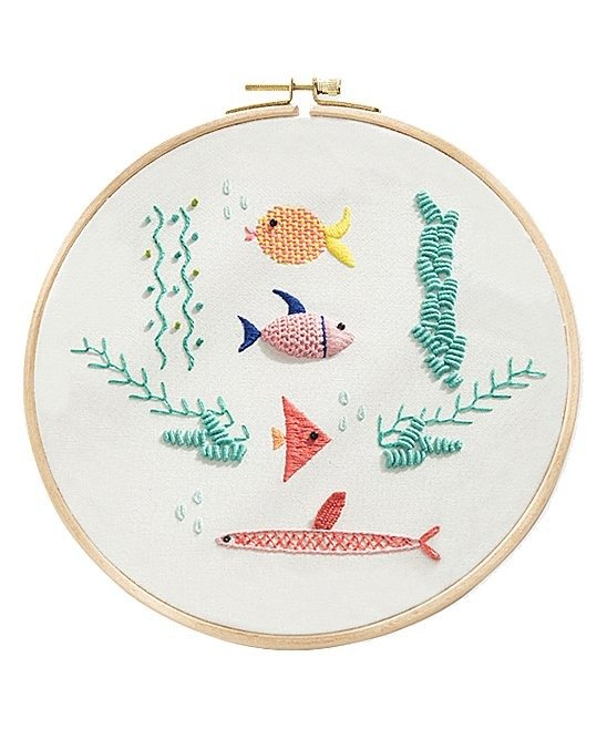 Green & Pink Fish DIY Thread Embroidery Kit
