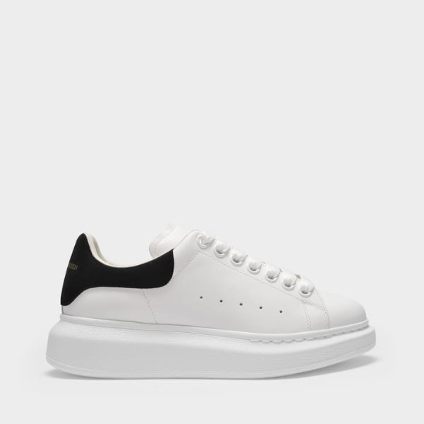 Sneakers Oversize in White Leather and Black Heel