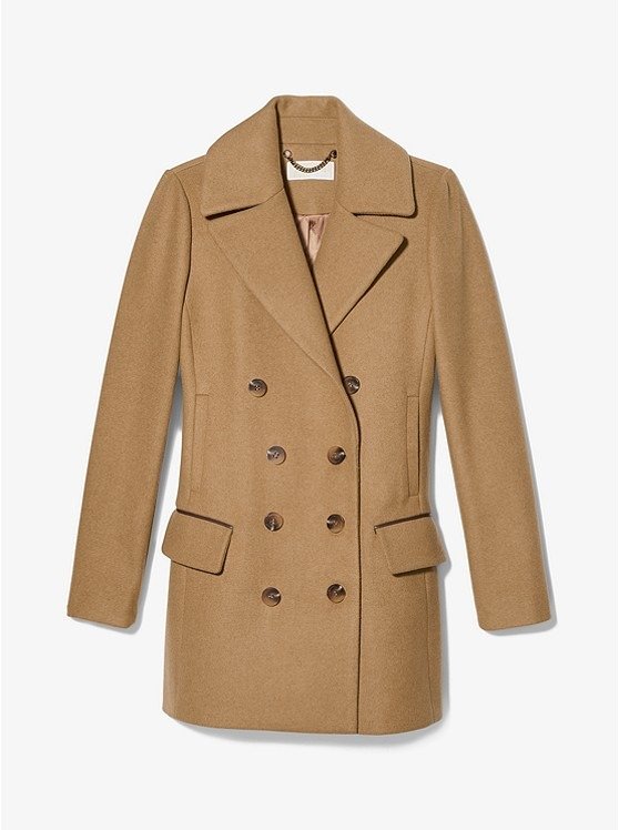 Wool Blend Double Breasted Peacoat