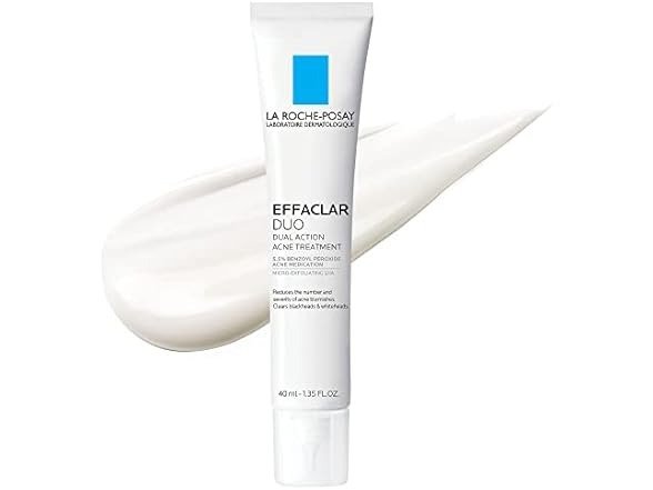 La Roche-Posay La Roche-Posay Effaclar Duo Dual Action Acne Spot Treatment Cream with Benzoyl Peroxide Acne Treatment, Blemish Cream for Acne and Blackheads, Lightweight Sheerness, Safe For Sensitive Skin