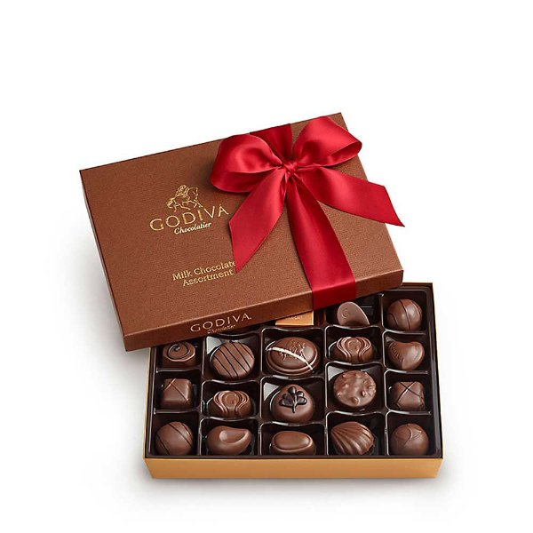 Milk Chocolate Gift Box, 22 pc. Red Ribbon | GODIVA