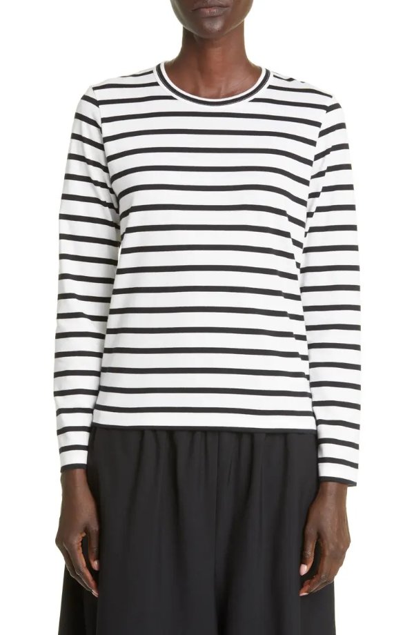 Stripe Long Sleeve Cotton T-Shirt