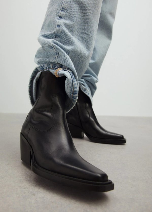Leather cowboy ankle boots - Women | Mango USA
