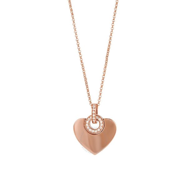 Cuore 18K Pink Gold Diamond Pendant and Chain Necklace 350787