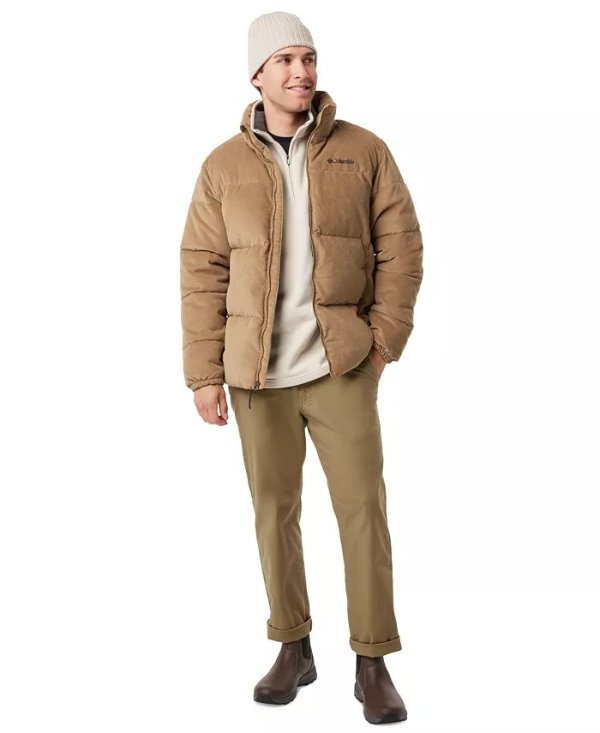 Men's Warm Winter Puffect Quilted Full-Zip Corduroy Jacket