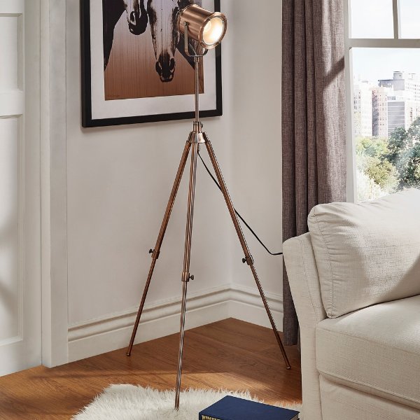 Milton Copper Adjustable Tripod Floor Lamp - Midcentury - Floor Lamps - by Inspire Q