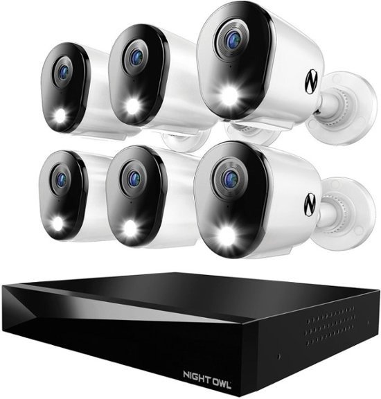 Night Owl 12 Channel 6 Camera Wired 4K 2TB DVR Security System - White