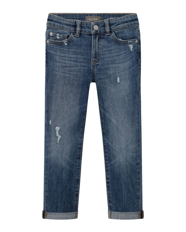Girl's Harper Straight-Leg Distressed Denim Jeans, Size 7-16