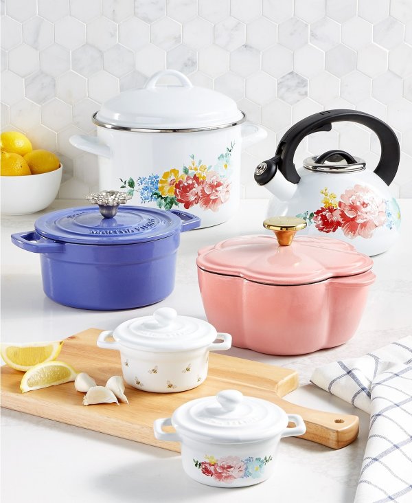 Garden Party Dinnerware and Kitchen Collection, Created for Macy's Garden Party Pitcher, Created for Macy's Garden Party 2-Qt. Flower Cast Iron Dutch Oven, Created for Macy's Garden Party Lasagna Baker, Created for Macy's Garden Party Floral Decal Colander, Created for Macy's