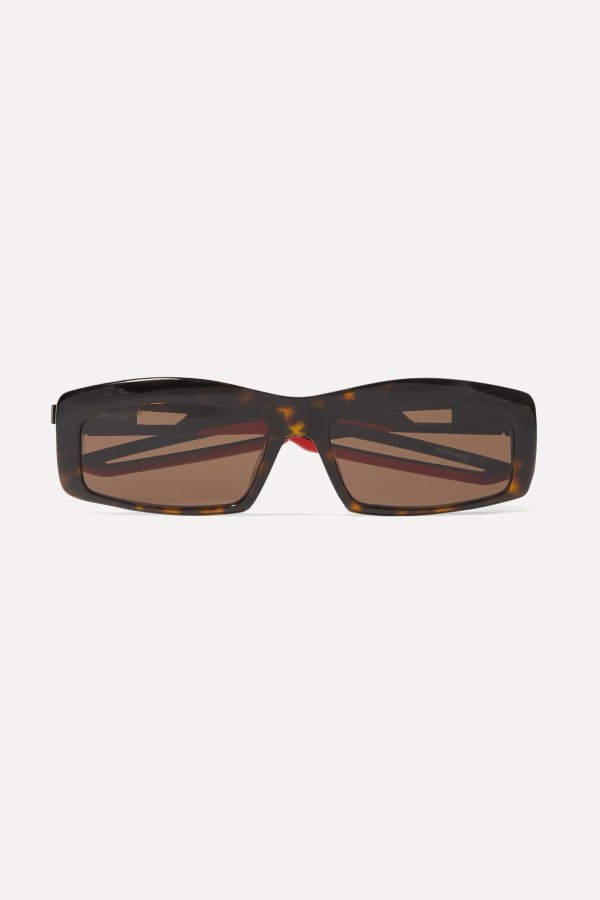 Hybrid square-frame tortoiseshell acetate sunglasses