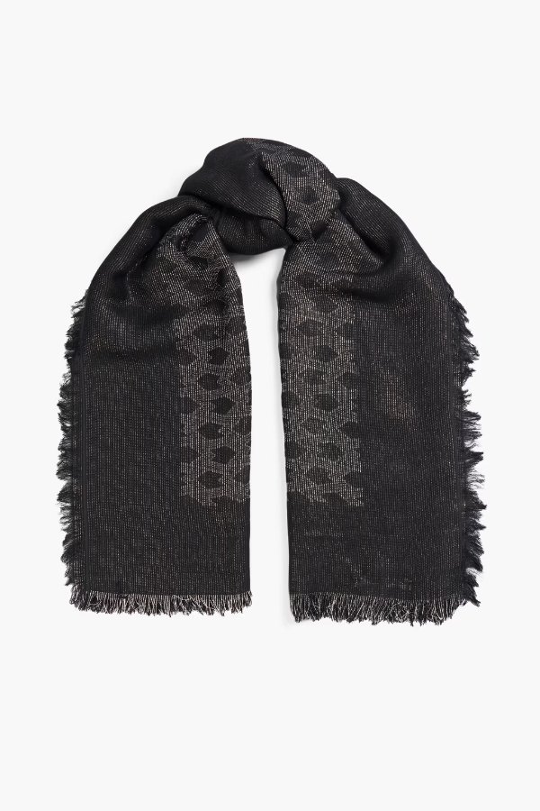 Ezzati frayed metallic modal-blend jacquard scarf