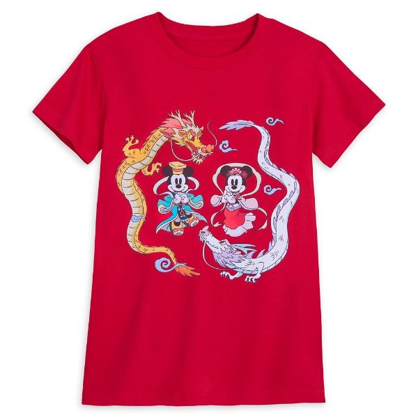 Mickey Mouse and Minnie Mouse Lunar New Year 2024 T-Shirt for Women
