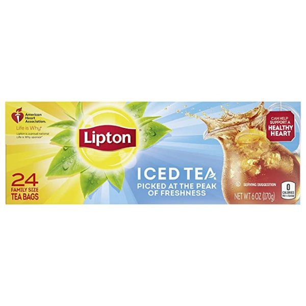 Family-Size Iced Tea Bags Picked At The Peak of Freshness Unsweetened Tea Can Help Support a Healthy Heart 6 oz (24 Count, Pack of 1)