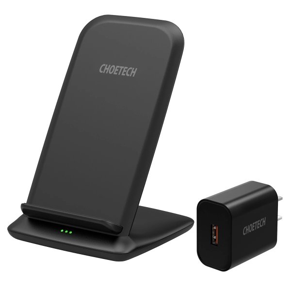 CHOETECH 15W Wireless Charger, Fast Wireless Charging Stand with QC 3.0 Adapter Compatible iPhone 11/11 Pro/11 Pro Max/XS Max/XR/XS/X/8,LG V30/V35/V40