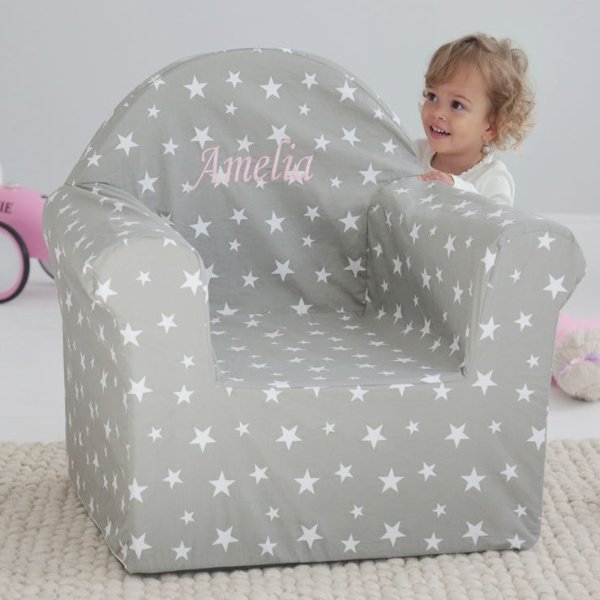 Personalized Gray Star Print Chair