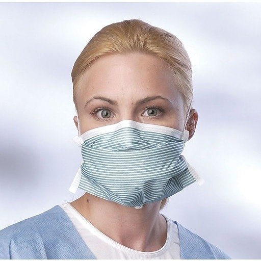 Shop Staples for Medline N95 Flat Fold Adjustable Particulate Respirator Masks, White/Green, 35/Box
