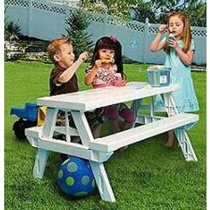 KidNic儿童野餐桌椅，白色
