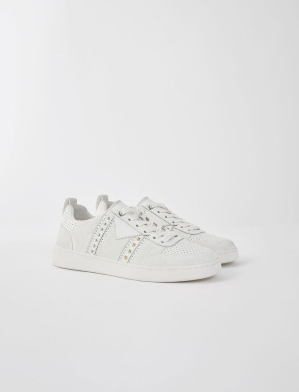 120FURIOUS Studded white leather sneakers