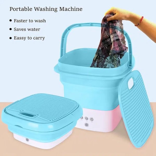 Temu Practical Portable Mini Washing Machine For Camping, Rv, Traveling,  Dorm Room, Home Use - Washing Machine Portable Mini With Collapsible Bucket  4.5l Capacity, Save More With Clearance Deals