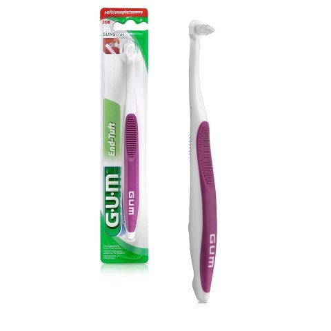 GUM End Tuft Toothbrush - Extra Small Head For Hard-to-Reach Areas - Implants
