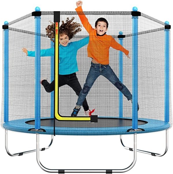 60" Trampoline for Kids - 5 Ft Indoor or Outdoor Mini Toddler Trampoline with Safety Enclosure, Birthday Gifts for Kids, Gifts for Boy and Girl, Baby Toddler Trampoline Toys, Age 1-8