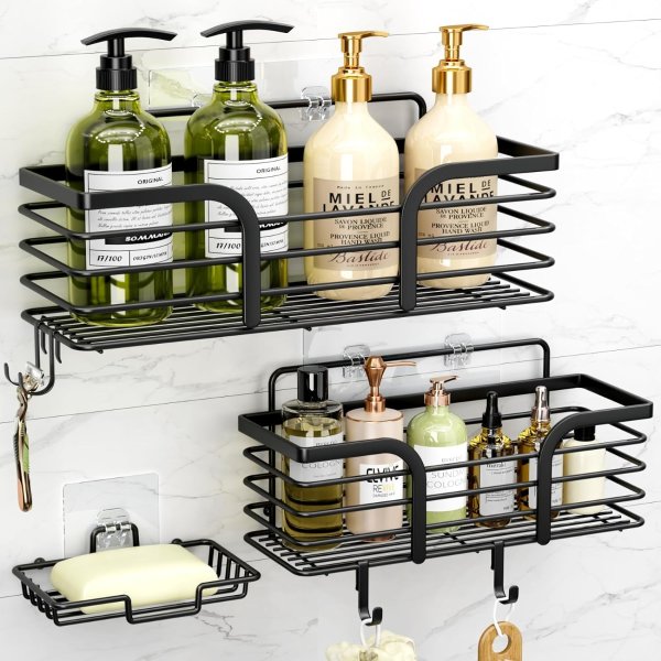 Yougai Shower Caddy with Soap Dish and 4 Hooks